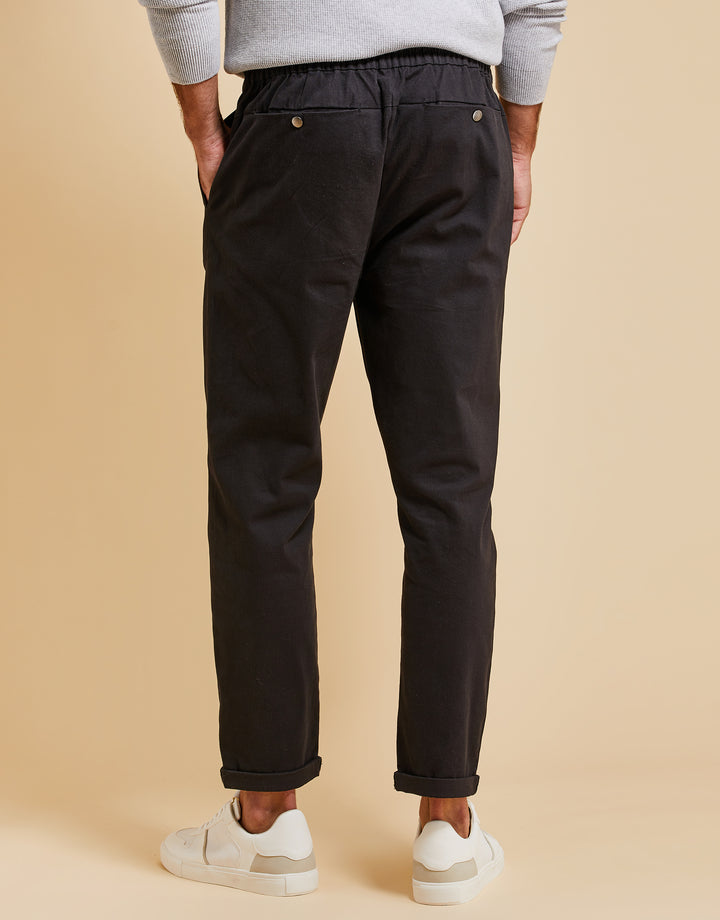 Threadbare Luxe Men's Black Formal Drawstring Trousers
