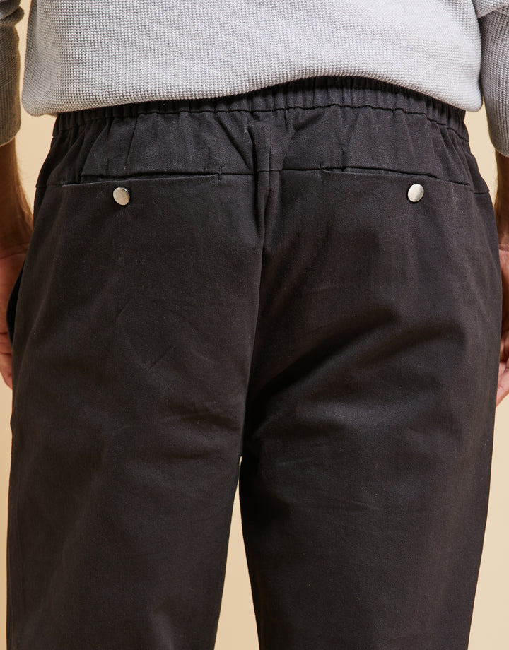 Threadbare Luxe Men's Black Formal Drawstring Trousers