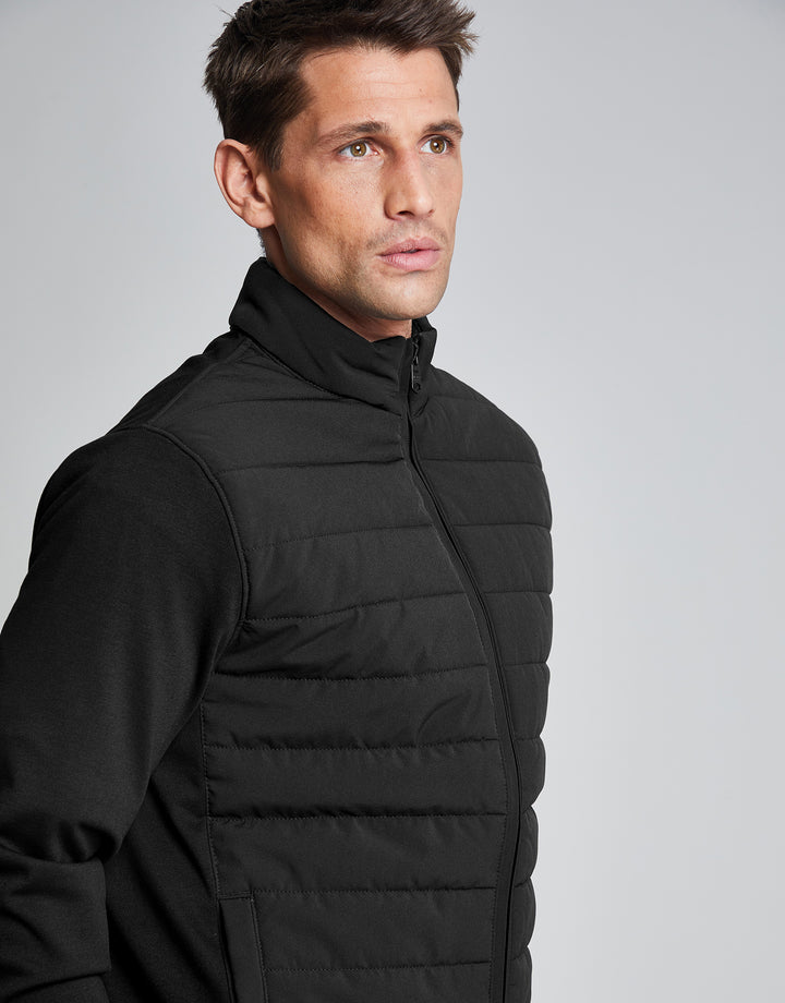 Threadbare Luxe Men's Black Quilted Hybrid Funnel Neck Jacket