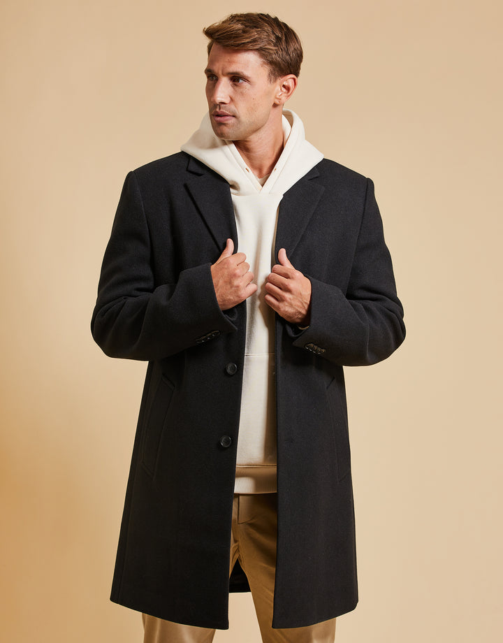 Threadbare Luxe Men's Black Tailored Coat