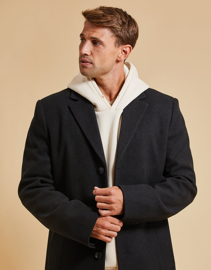 Threadbare Luxe Men's Black Tailored Coat