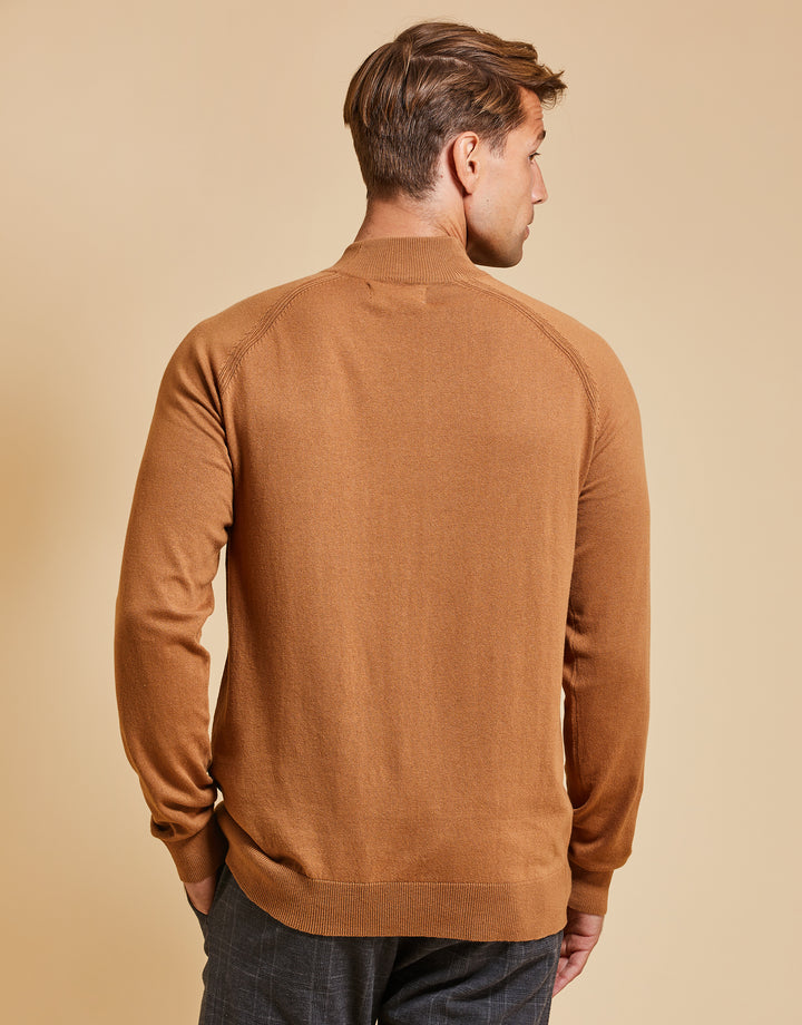 Threadbare Luxe Men's Camel Brown Turtleneck Jumper