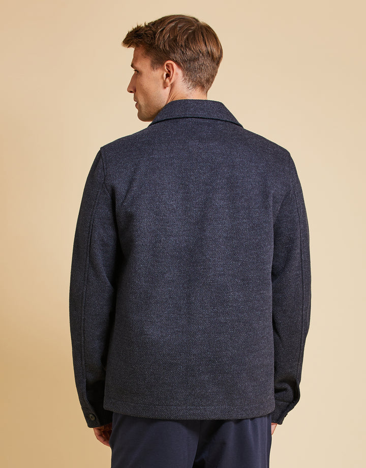 Threadbare Luxe Men's Charcoal Grey Revere Collar Shacket