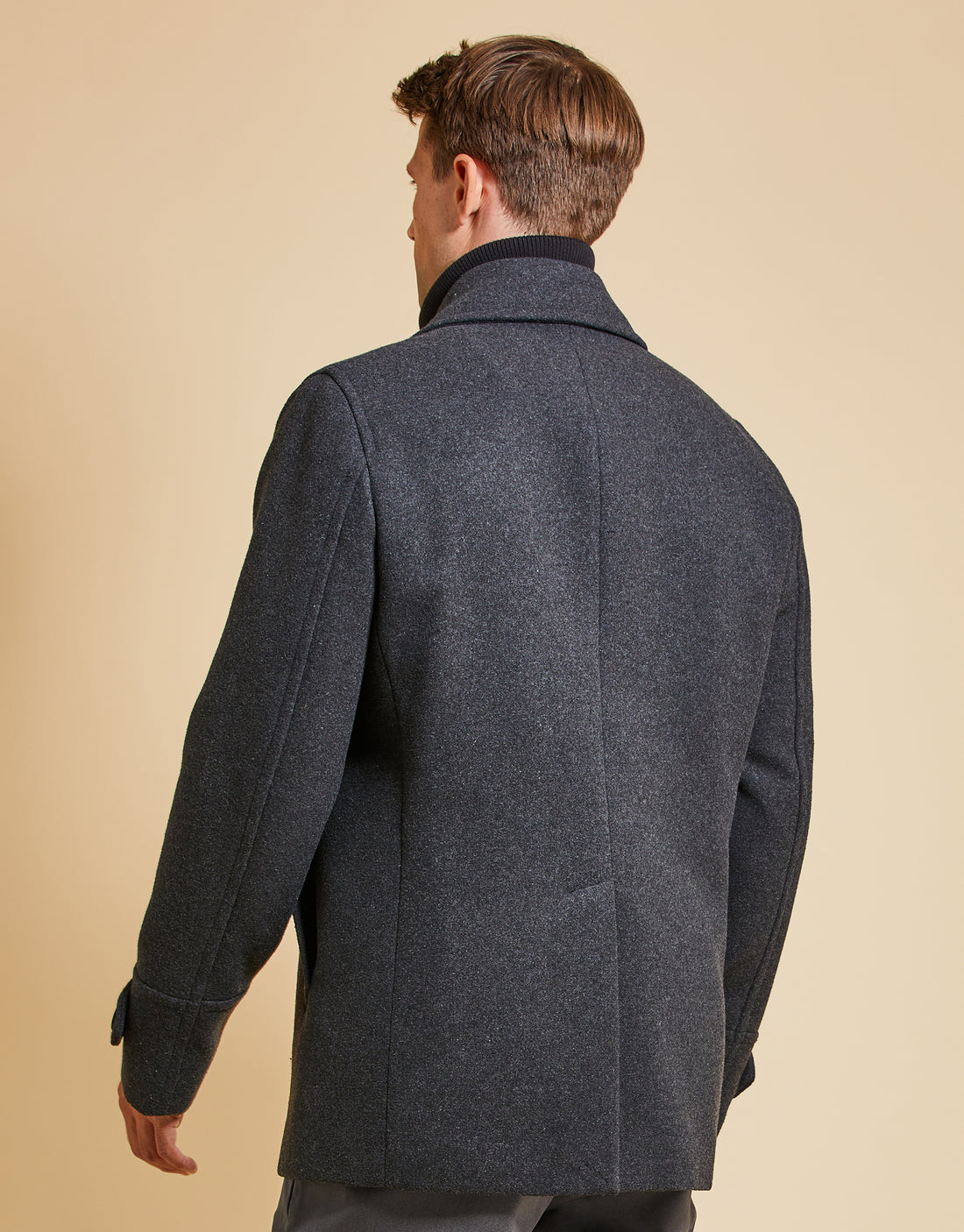 Threadbare Luxe Men s Charcoal Grey Double Breasted Revere Collar