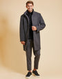 Threadbare Luxe Men's Charcoal Grey Funnel Neck Mock Layer Coat