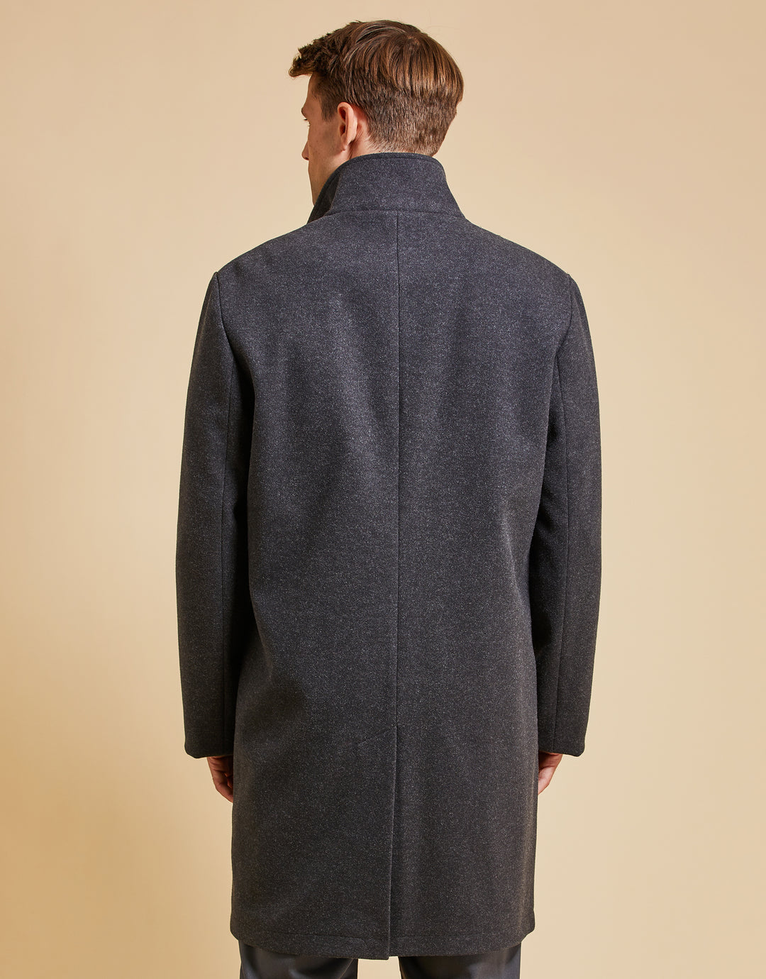 Threadbare Luxe Men's Charcoal Grey Funnel Neck Mock Layer Coat