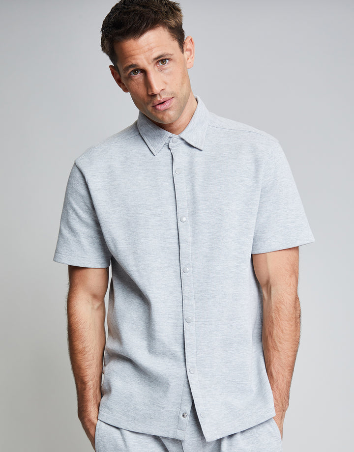 Threadbare Luxe Men's Grey Marl Jersey Short Sleeve Shirt