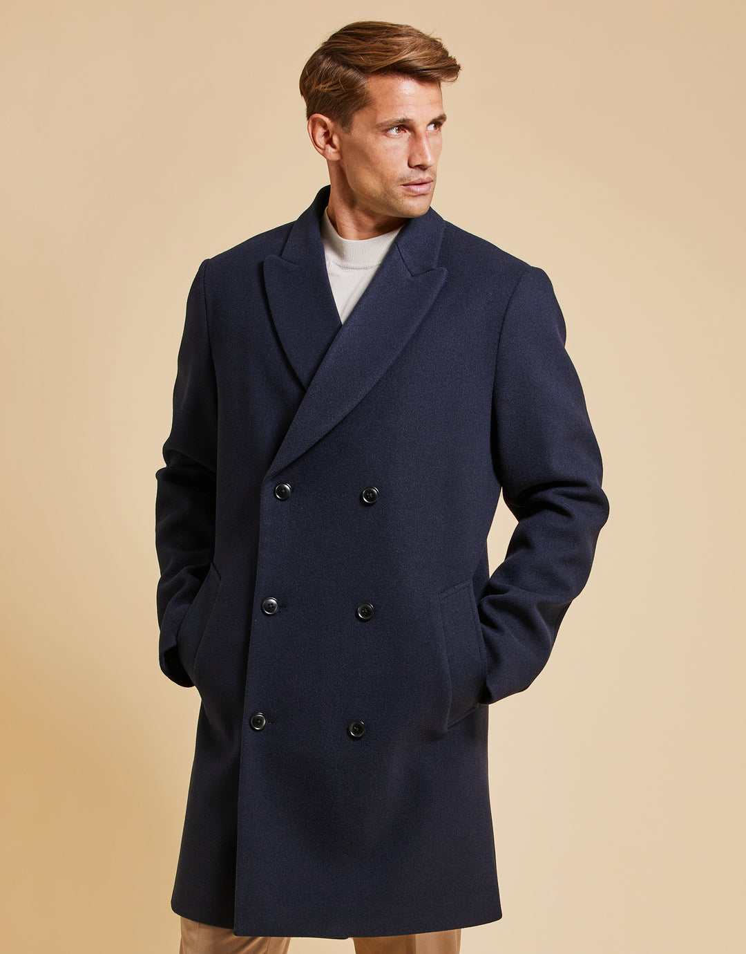 Tailored Longline Coat Mens Threadbare Luxe Men's Navy Blue