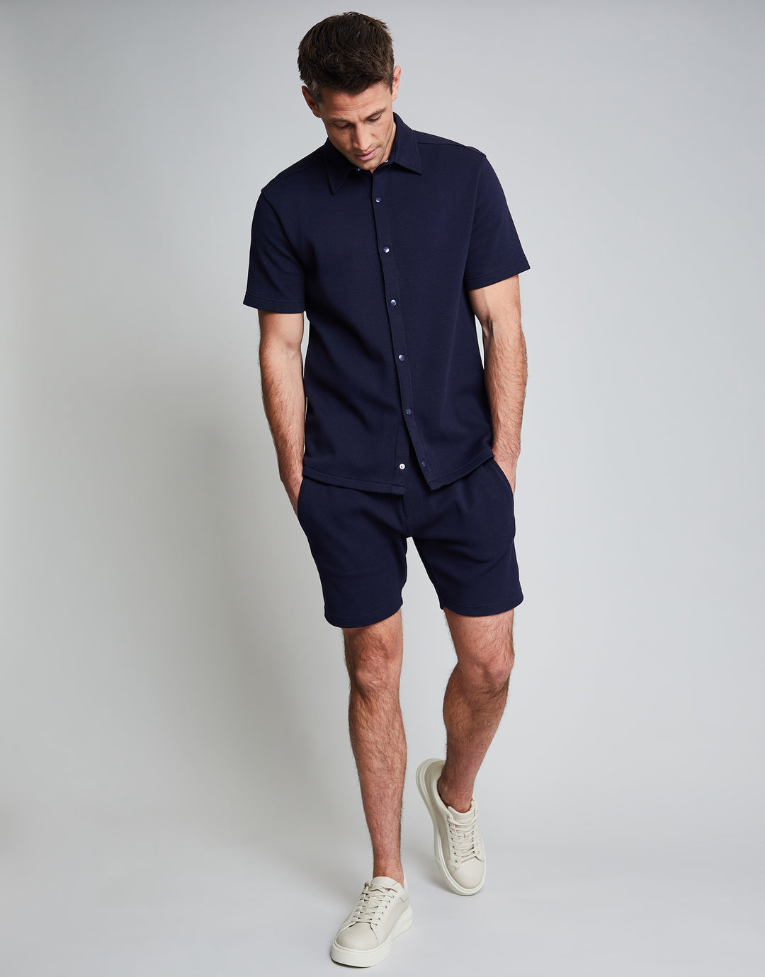 Threadbare Luxe Men's Navy Jersey Short Sleeve Shirt