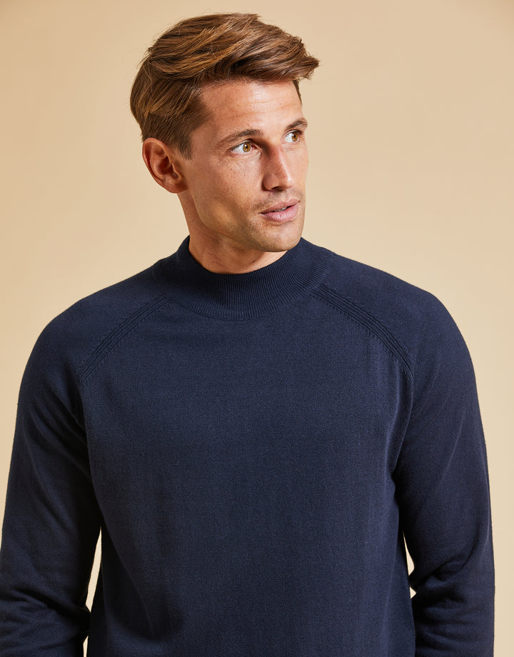 Threadbare Luxe Men's Navy Turtleneck Jumper
