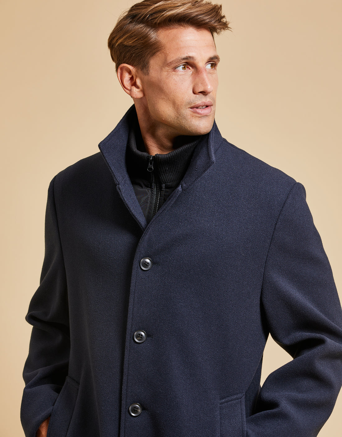 Buy Threadbare Luxe Double Breasted Tailored Coat with Mock Layer