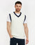 Ecru V-Neck Knitted Vest