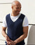 Navy Ribbed V-Neck Knitted Vest