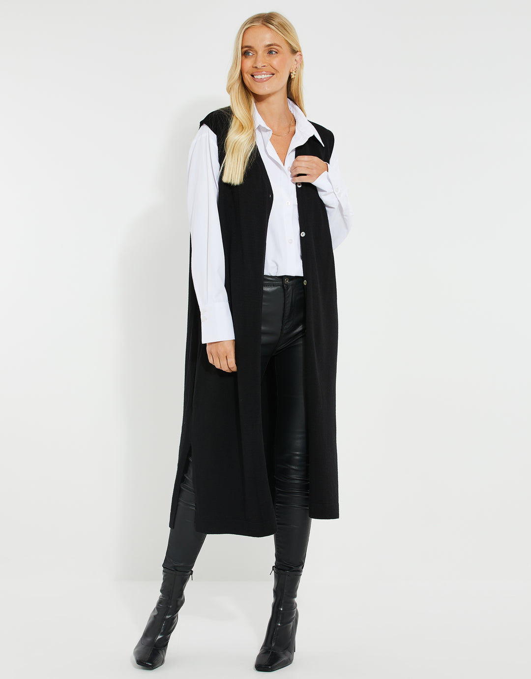 Threadbare Women's Black Button Down Sleeveless Ladies' Knitted Cardigan Midi Dress Threadbare Women's Black Button Down Sleeveless Ladies' Knitted Cardigan Midi Dress