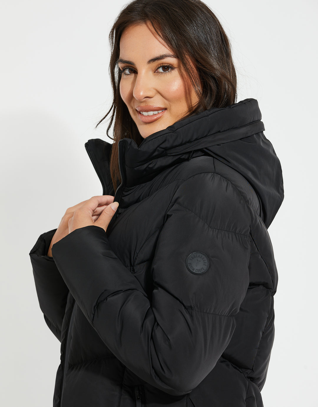 Black Funnel Neck Padded Jacket