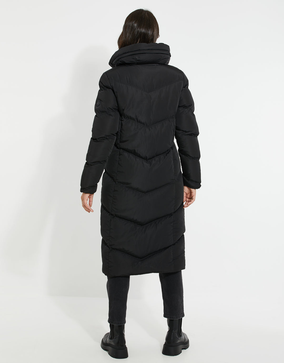 Black Longline Padded Puffer Jacket