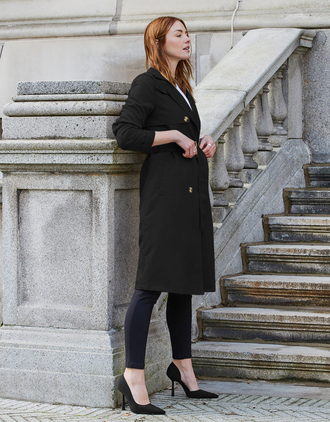 Black Longline Trench Coat