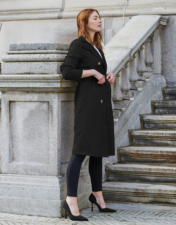 Black Longline Trench Coat