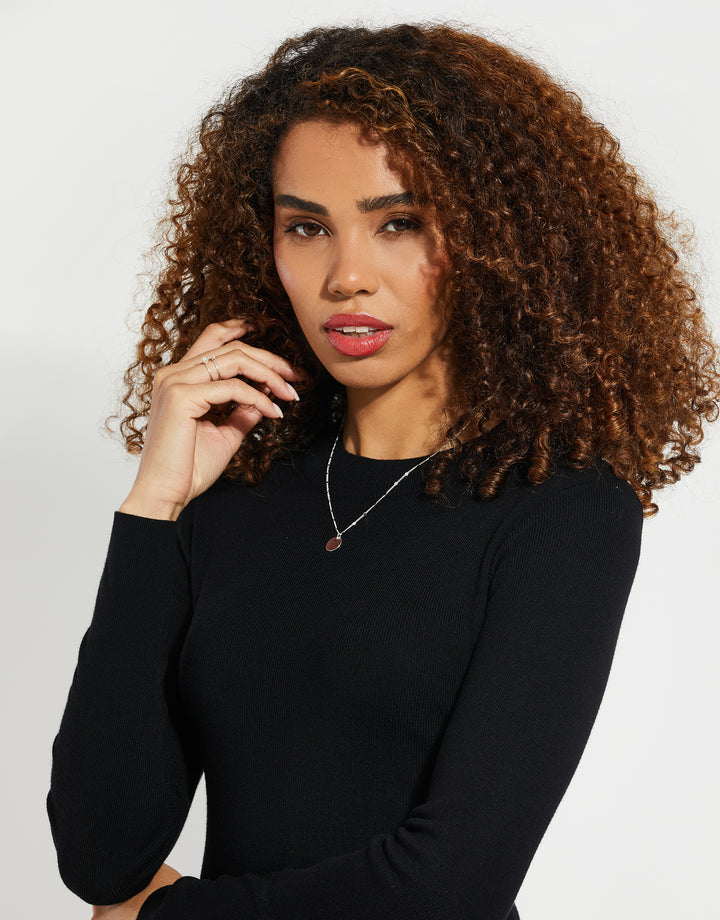 Black Knitted Bodycon Dress