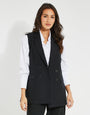 Black Longline Sleeveless Blazer