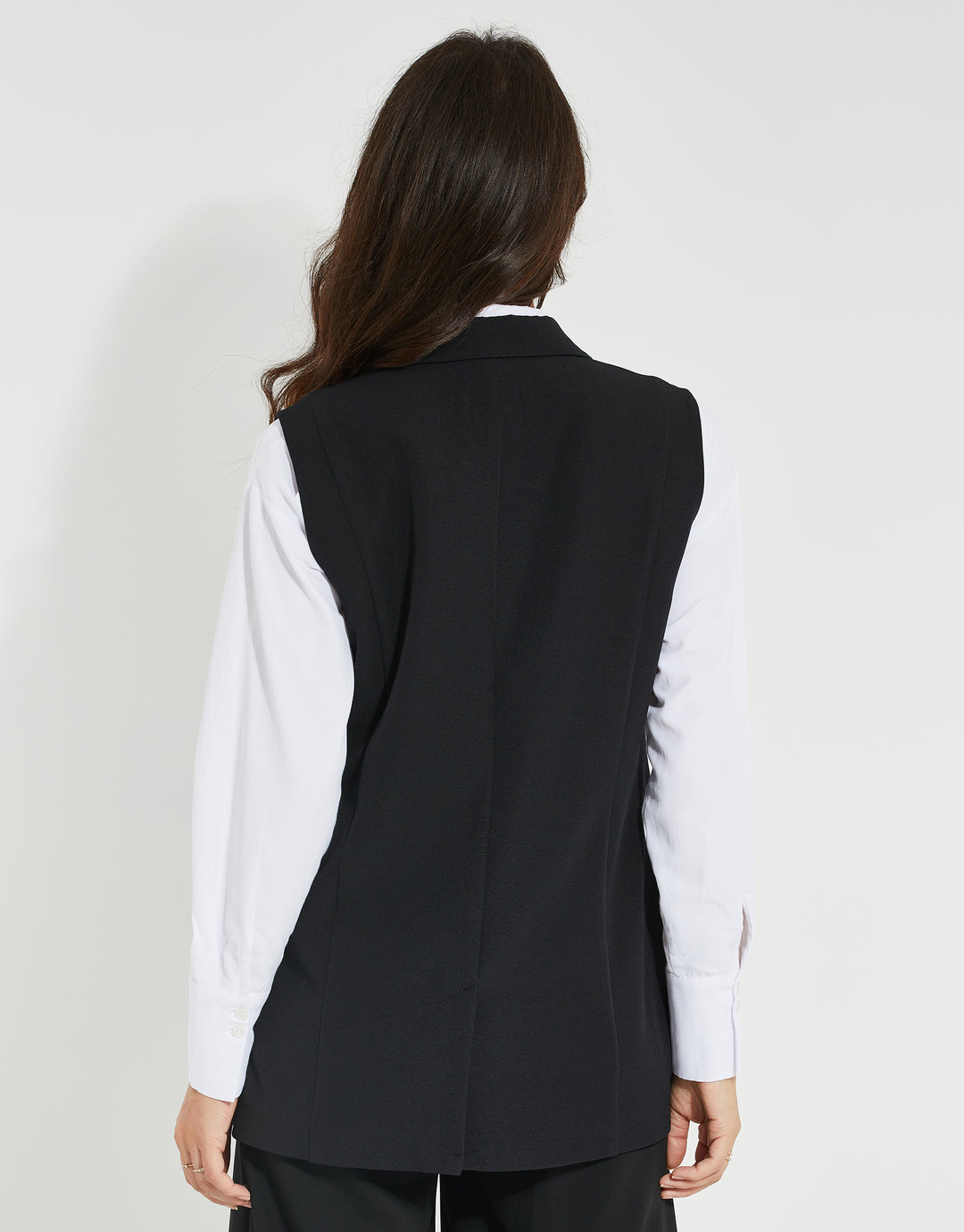 Black Longline Sleeveless Blazer