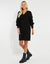 Black Cable Knit V-Neck Jumper Dress