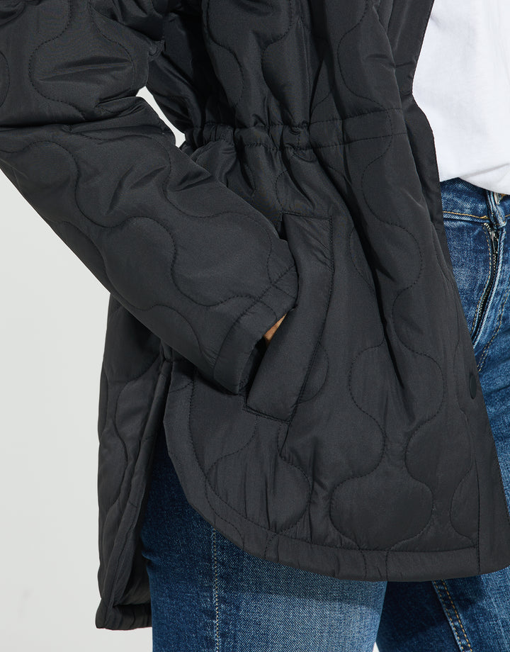 Black Quilted Bomber Style Jacket