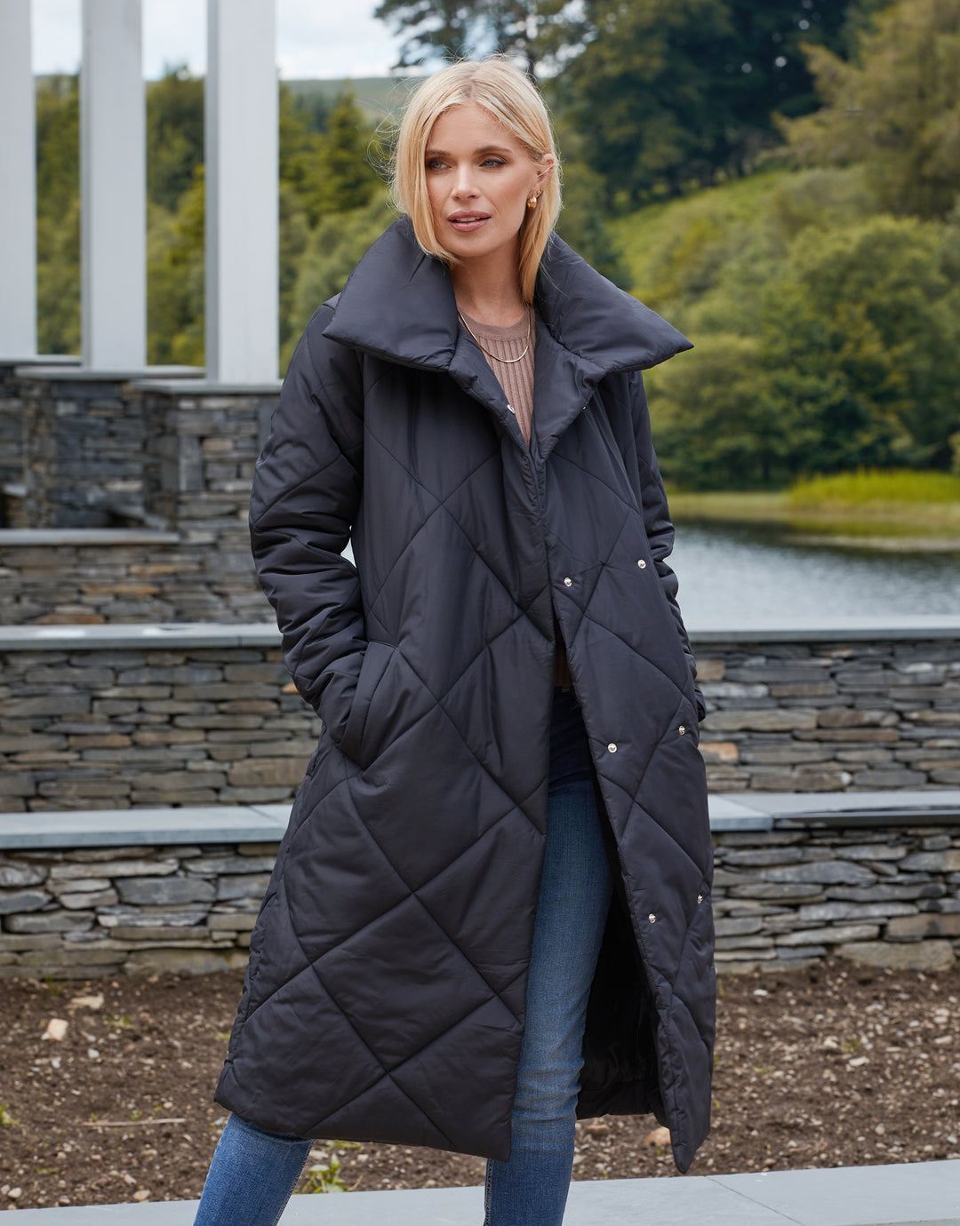 Duvet Coat Black Wrap Puffer Jacket Threadbare Women's Black