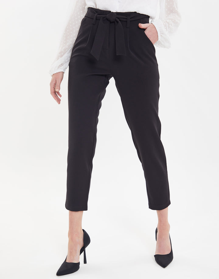 Black Paperbag Waist Trousers