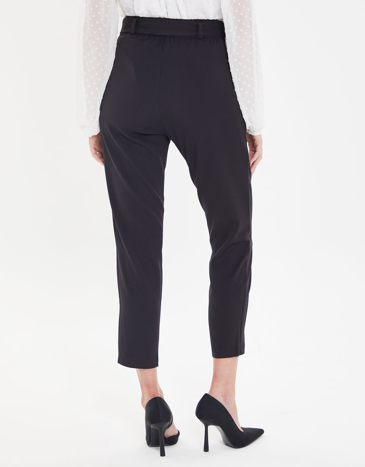 Black Paperbag Waist Trousers