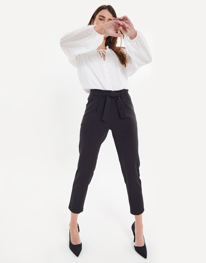 Black Paperbag Waist Trousers
