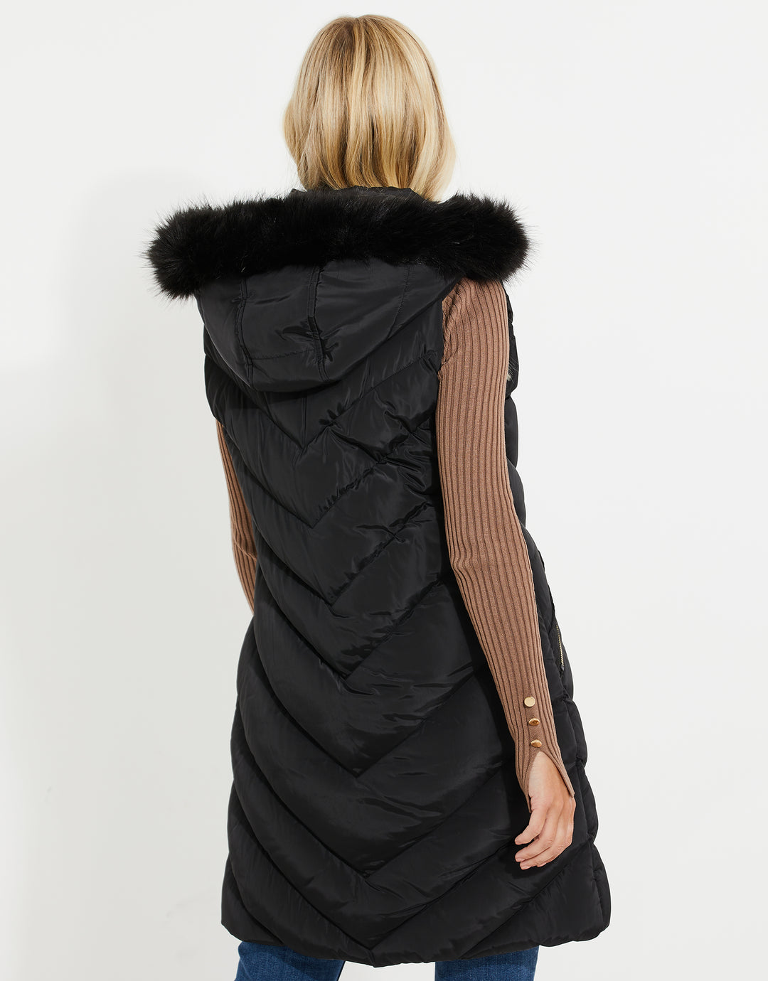 Black Parka-Style Quilted Gilet
