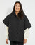 Black Quilted Hooded Poncho