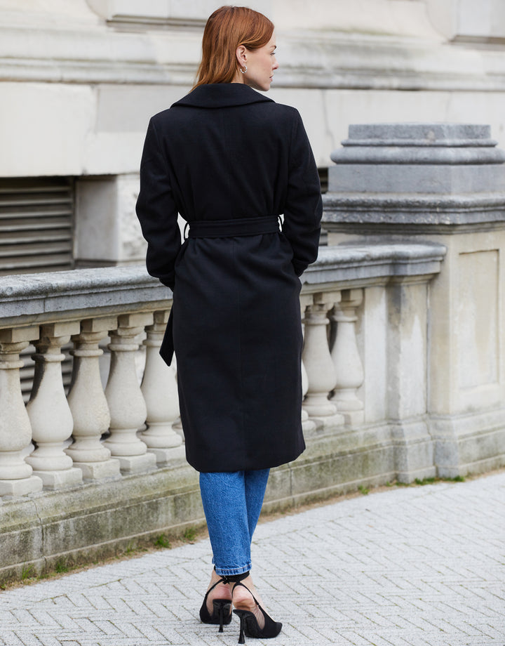 Black Collared Belted Formal Coat