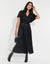 Black Satin Button Down Midi Dress