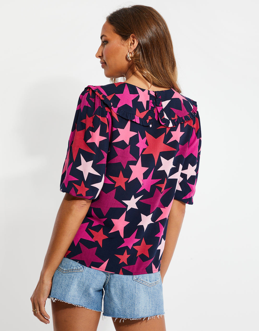 Black Star Print Blouse