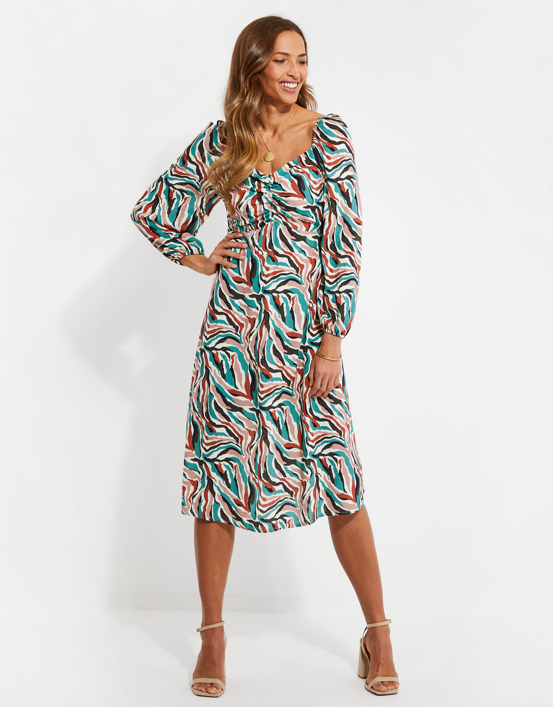 Tiger Print Milkmaid Dress