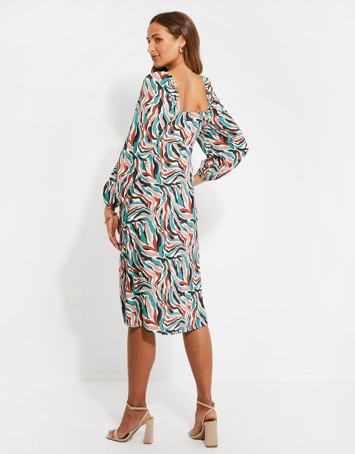 Tiger Print Milkmaid Dress