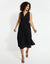 Black Linen Look Ruched Dress
