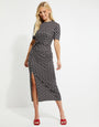 Black Wave Print Jersey Midi Dress