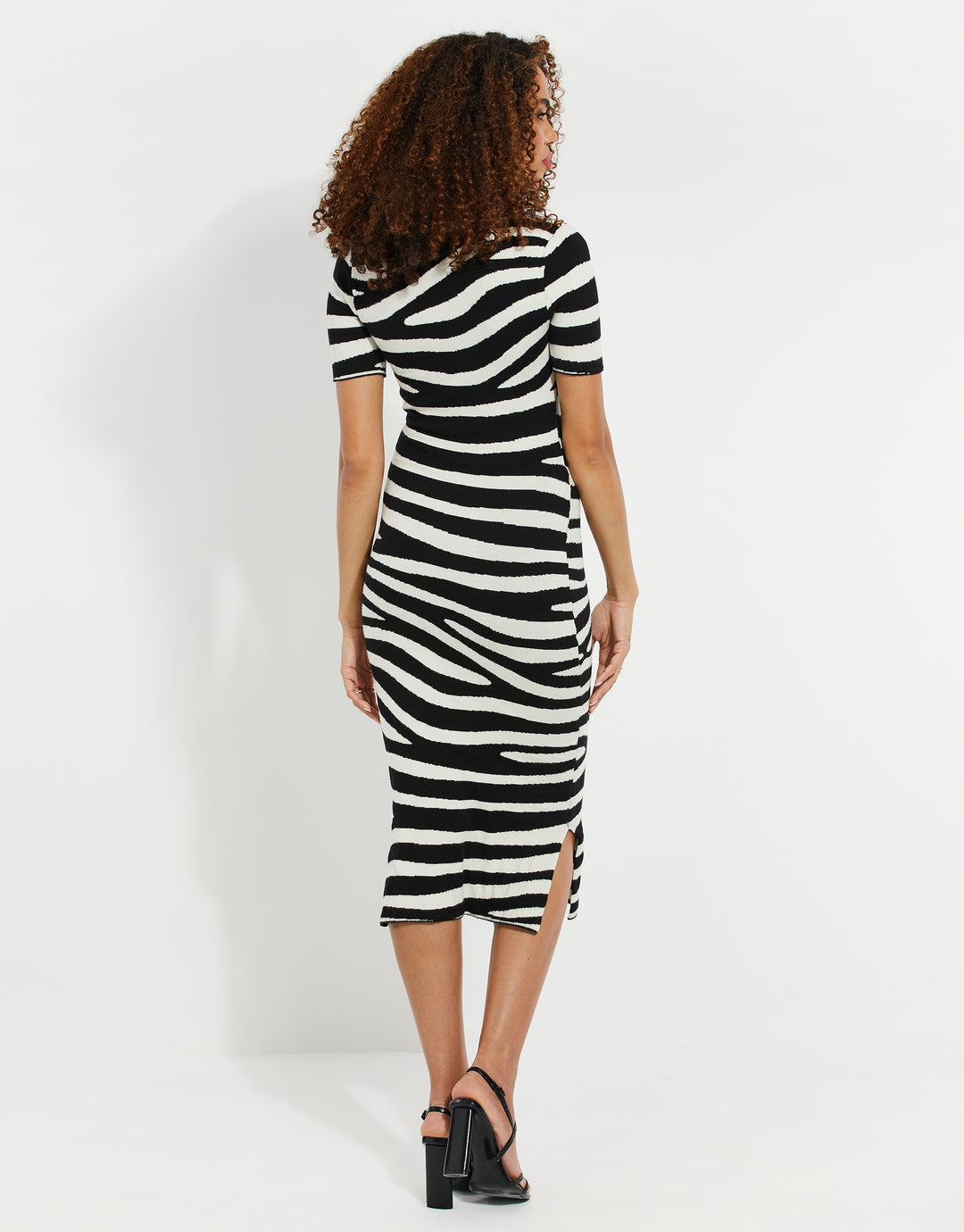 Black & White Zebra Print Knitted Dress