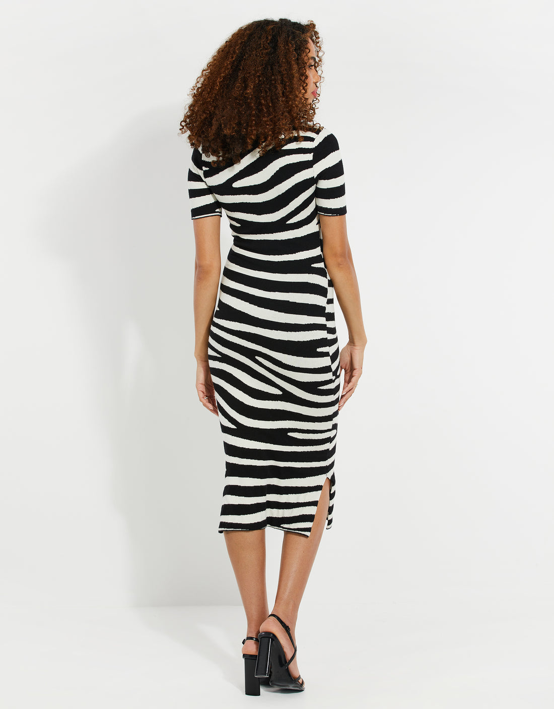 Women's Black & White Zebra Print Knitted Ladies' Dress – Threadbare