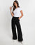 Petite Black Wide Leg Split Hem Tailored Trousers