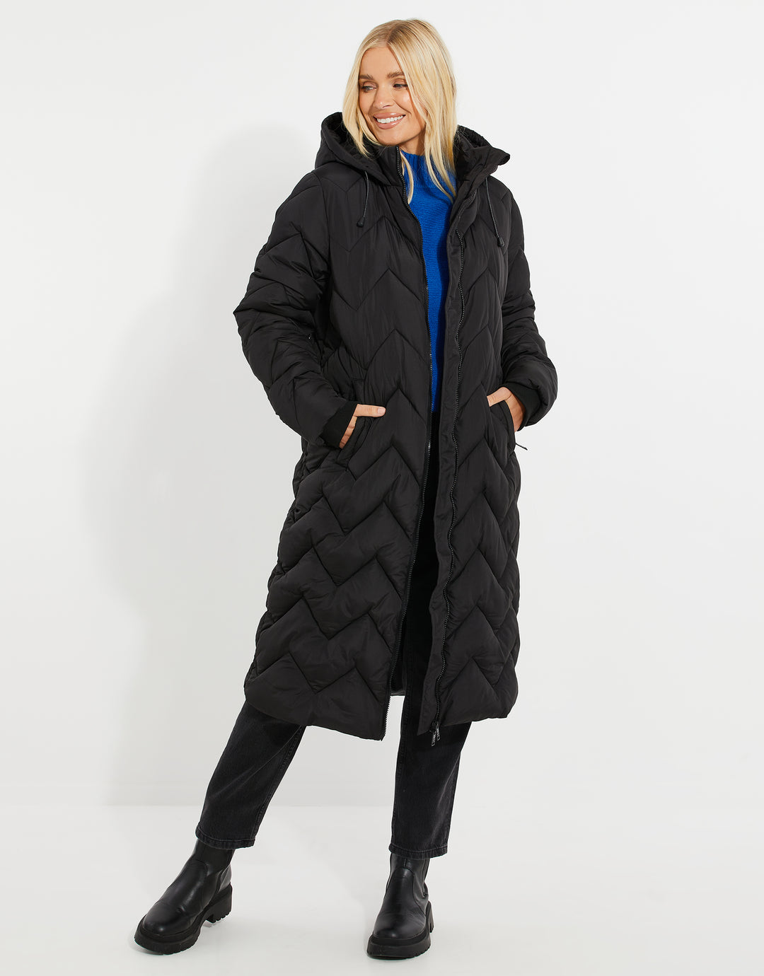 Black Longline Puffer Jacket
