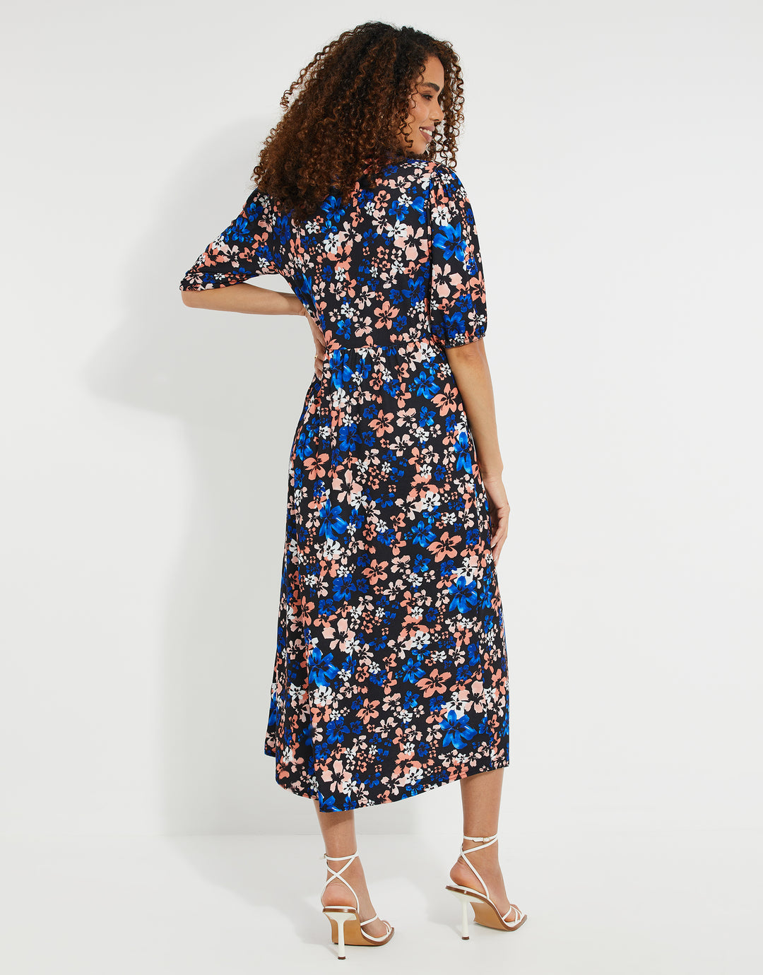 Blue Floral Smock Jersey Dress