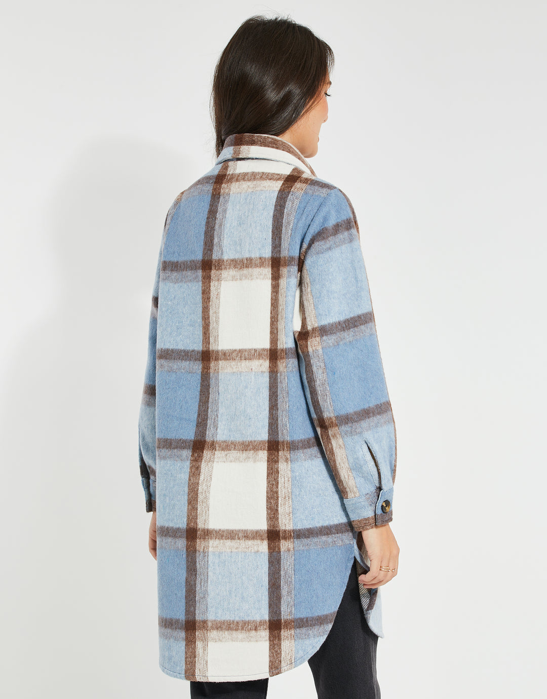 Blue Check Longline Shacket