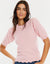 Blush Pink Pointelle Knitted T-Shirt Jumper
