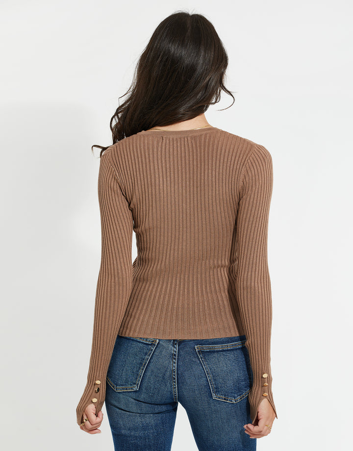 Brown Ribbed Jumper