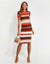 Brown Striped Midi Dress