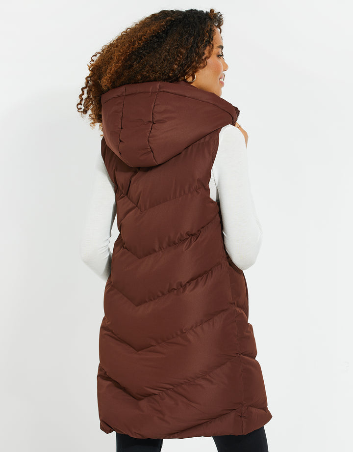Chocolate Brown Longline Padded Gilet